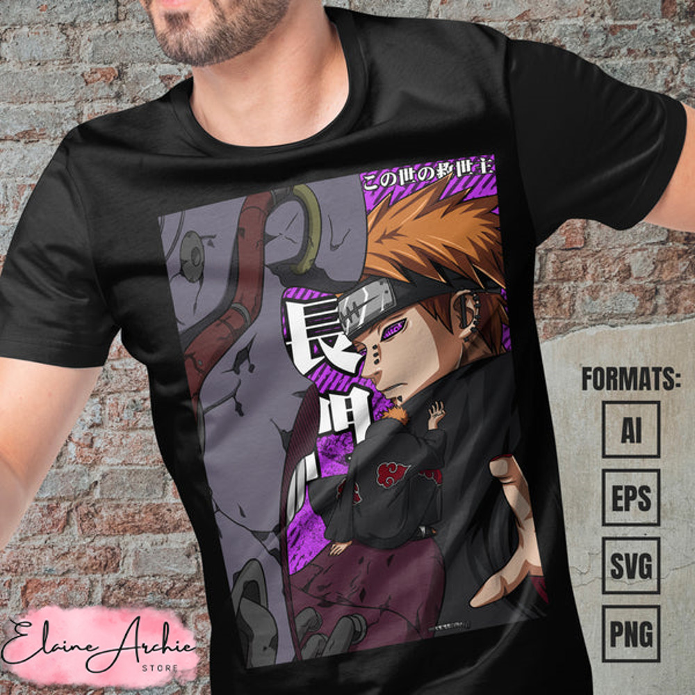 Premium Pain Naruto Anime Vector T-shirt Design Template.jpg