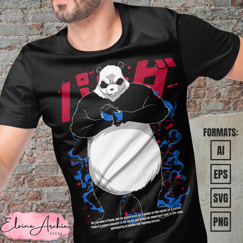 Premium Panda Jujutsu Kaisen Anime Vector T-shirt Design Template.jpg