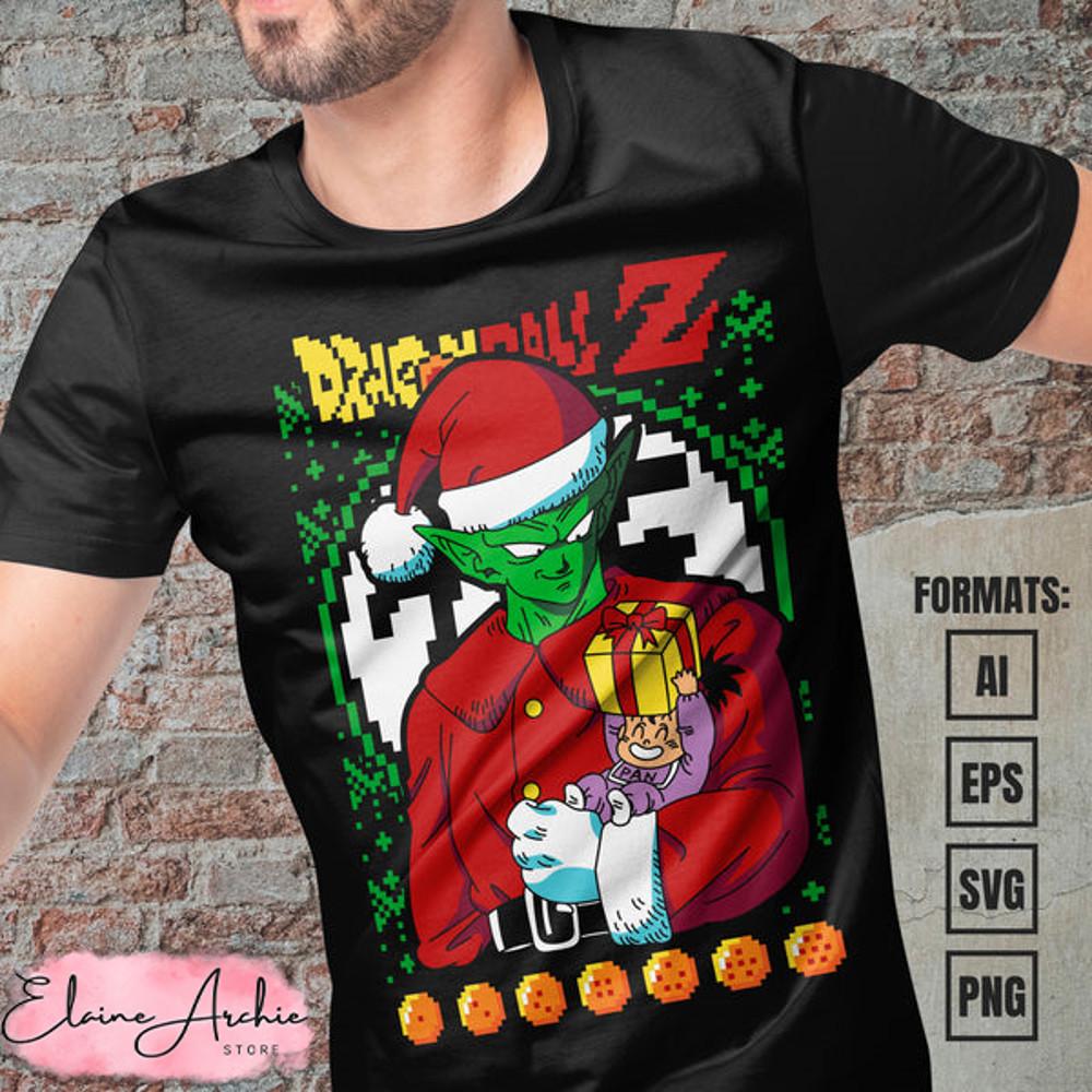 Premium Piccolo Christmas Dragon Ball Anime Vector T-shirt Design Template.jpg