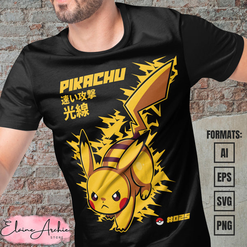 Premium Pikachu Pokemon Anime Vector T-shirt Design Template #4.jpg