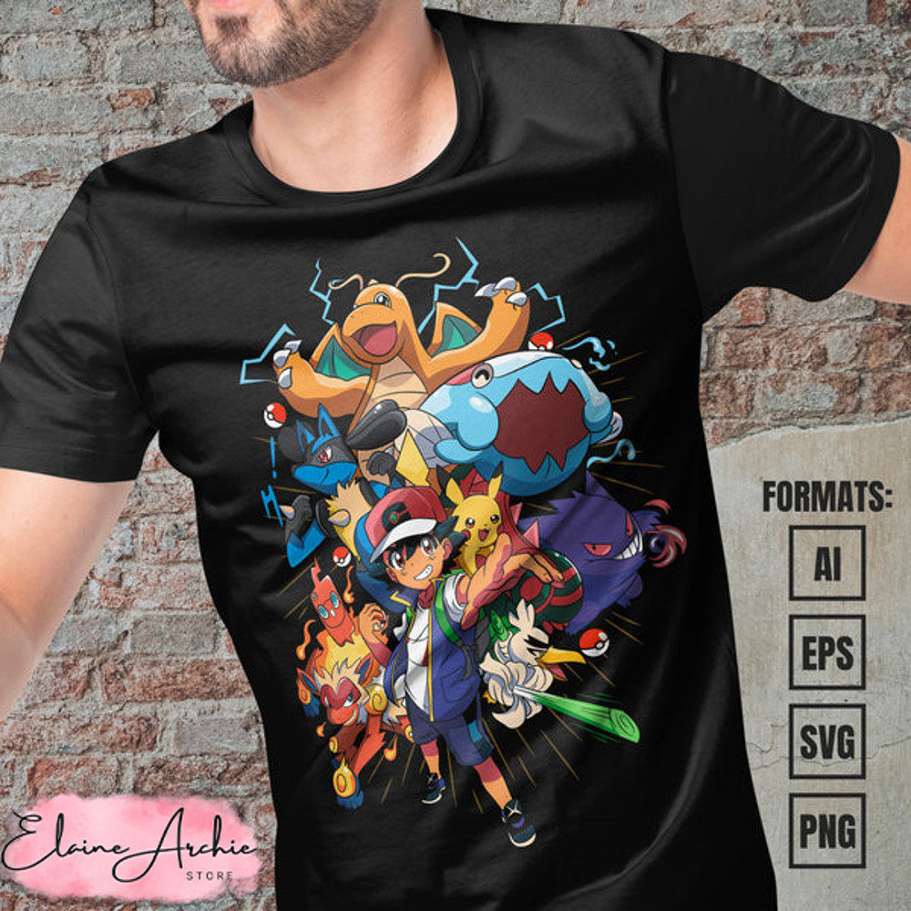 Premium Pokemon Anime Vector T-shirt Design Template #2.jpg
