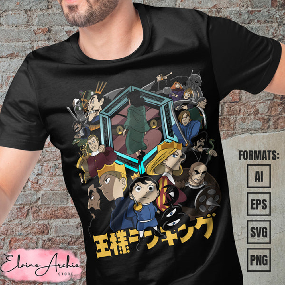 Premium Ranking of Kings Anime Vector T-shirt Design Template.jpg