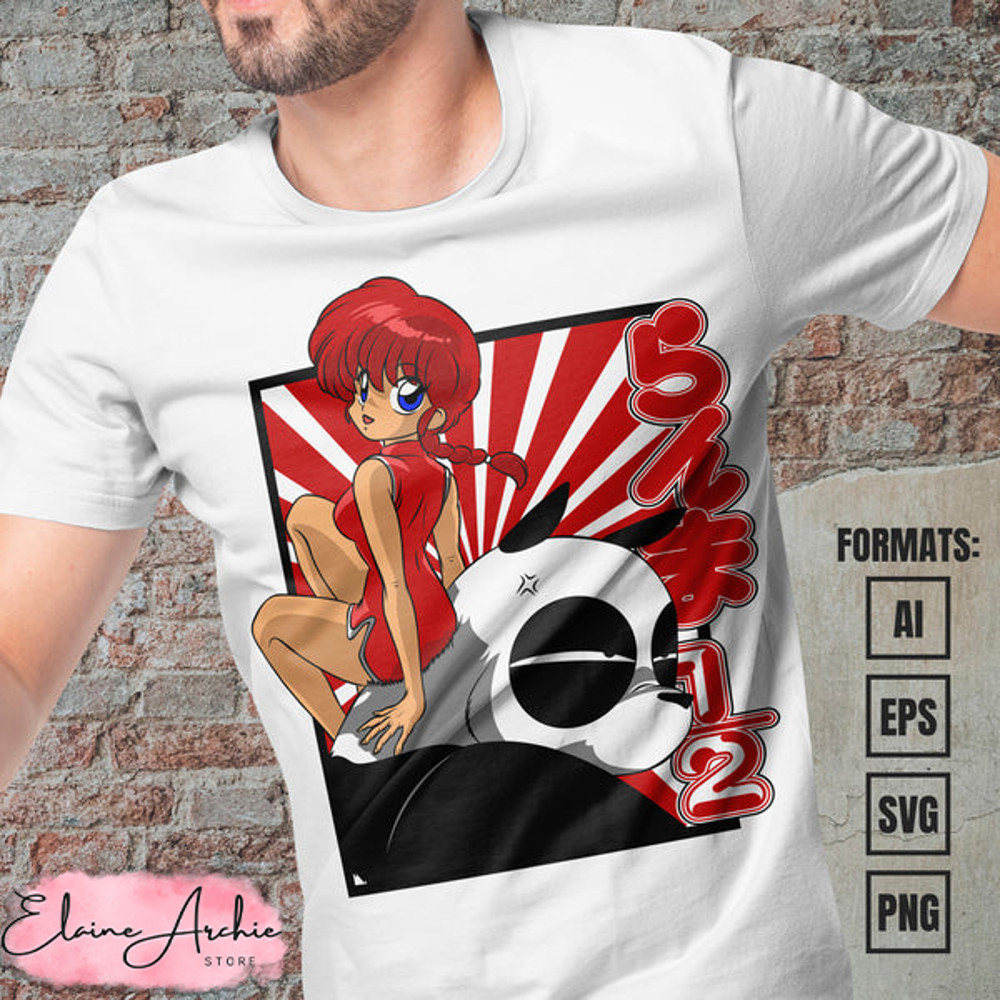 Premium Ranma 12 Anime Vector T-shirt Design Template.jpg