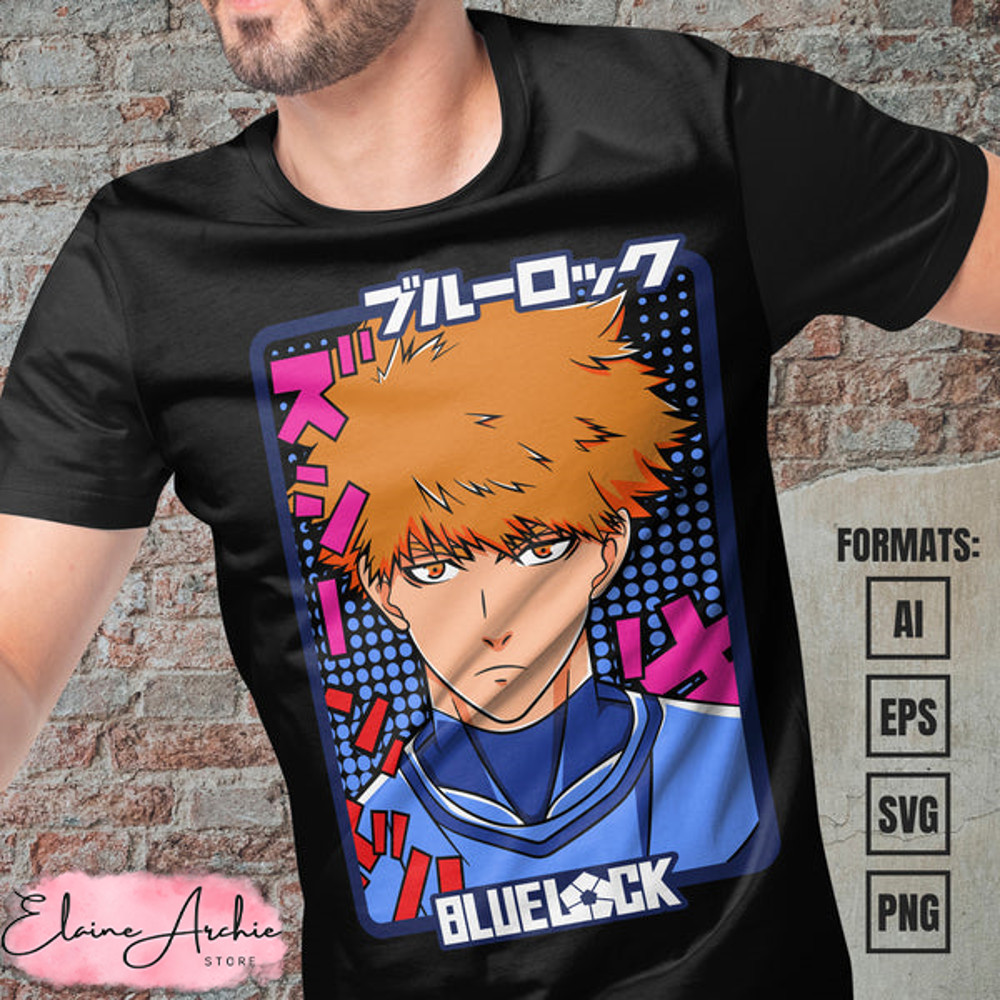 Premium Rensuke Kunigami Blue Lock Anime Vector T-shirt Design Template.jpg