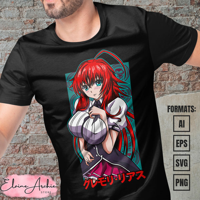 Premium Rias Gremory High School DxD Anime Vector T-shirt Design Template.jpg