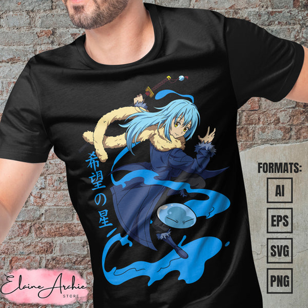 Premium Rimuru Tempest Anime Vector T-shirt Design Template #2.jpg