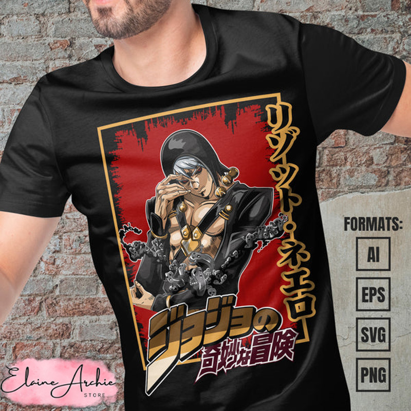 Premium Risotto Nero Jojo's Bizarre Adventure Anime Vector T-shirt Design Template.jpg