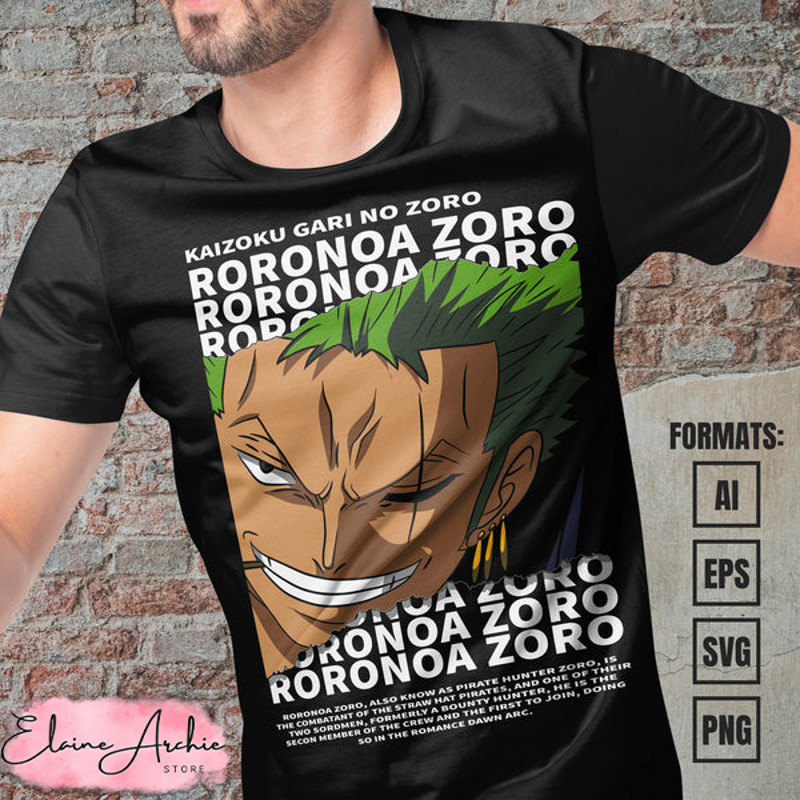 Premium Roronoa Zoro One Piece Vector T-shirt Design Template #13.jpg