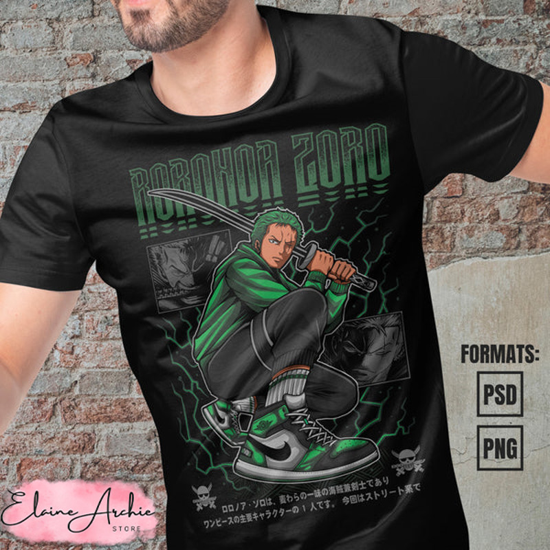 Premium Roronoa Zoro One Piece Vector T-shirt Design Template #7.jpg