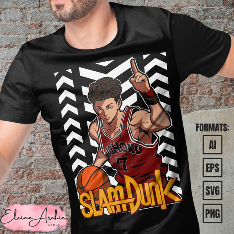 Premium Ryota Miyagi Slam Dunk Anime Vector T-shirt Design Template.jpg