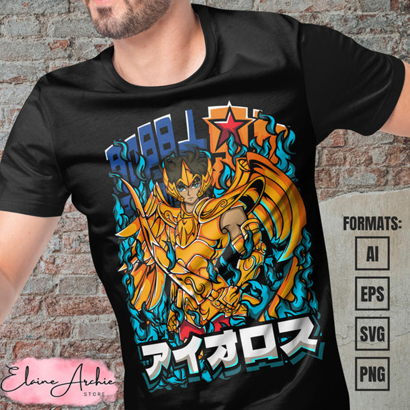 Premium Sagittarius Aiolos Saint Seiya Anime Vector T-shirt Design Template.jpg