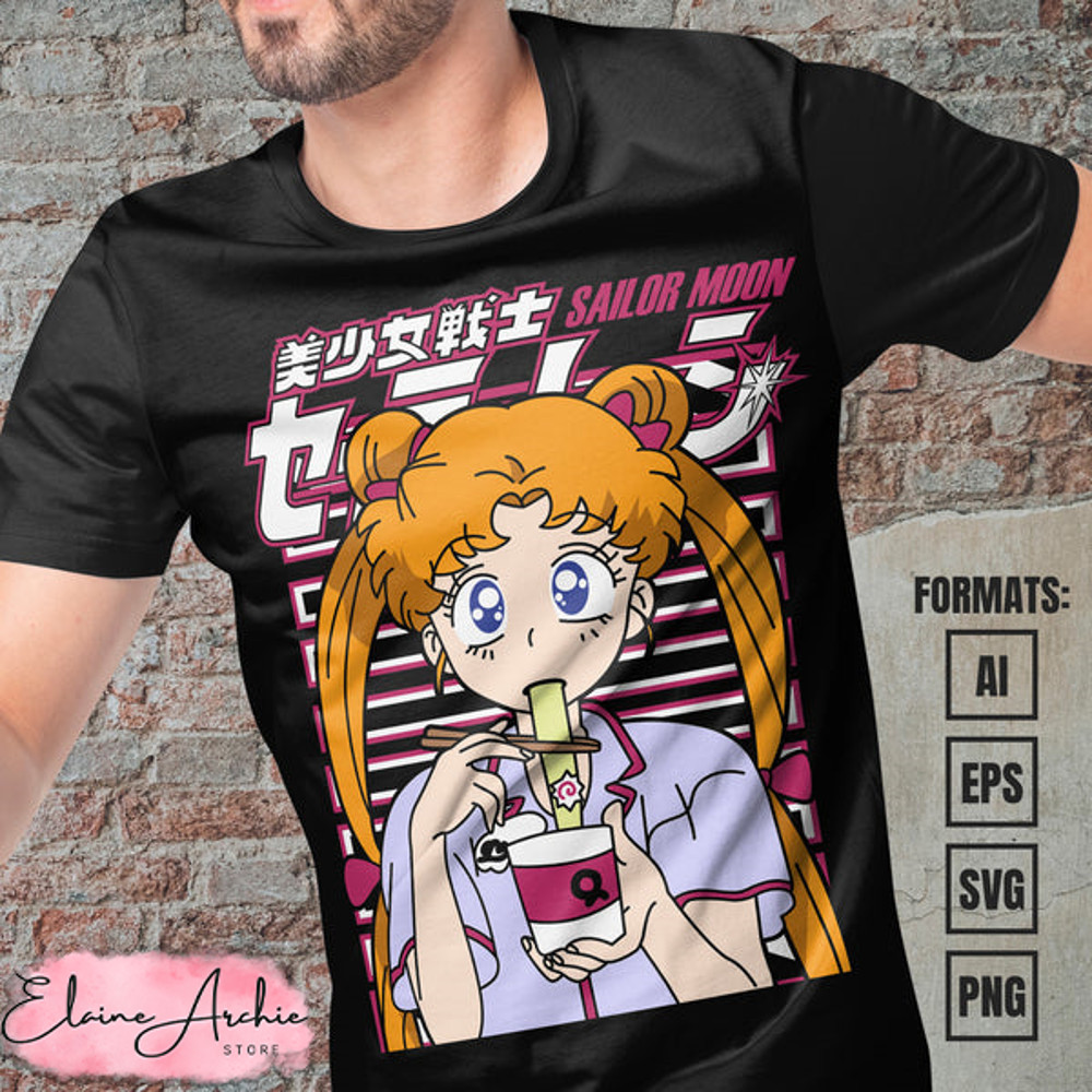 Premium Sailor Moon Anime Vector T-shirt Design Template #3.jpg