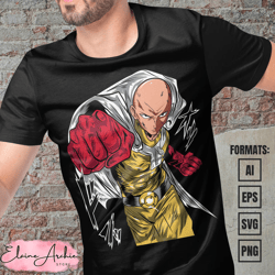 premium saitama one punch man anime vector t-shirt design template