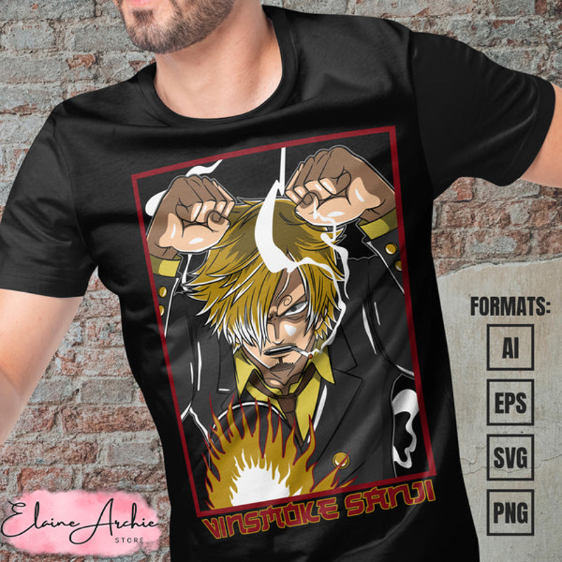 Premium Sanji One Piece Anime Vector T-shirt Design Template #2.jpg