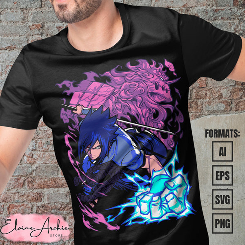 Premium Sasuke Uchiha Naruto Anime Vector T-shirt Design Template #2.jpg