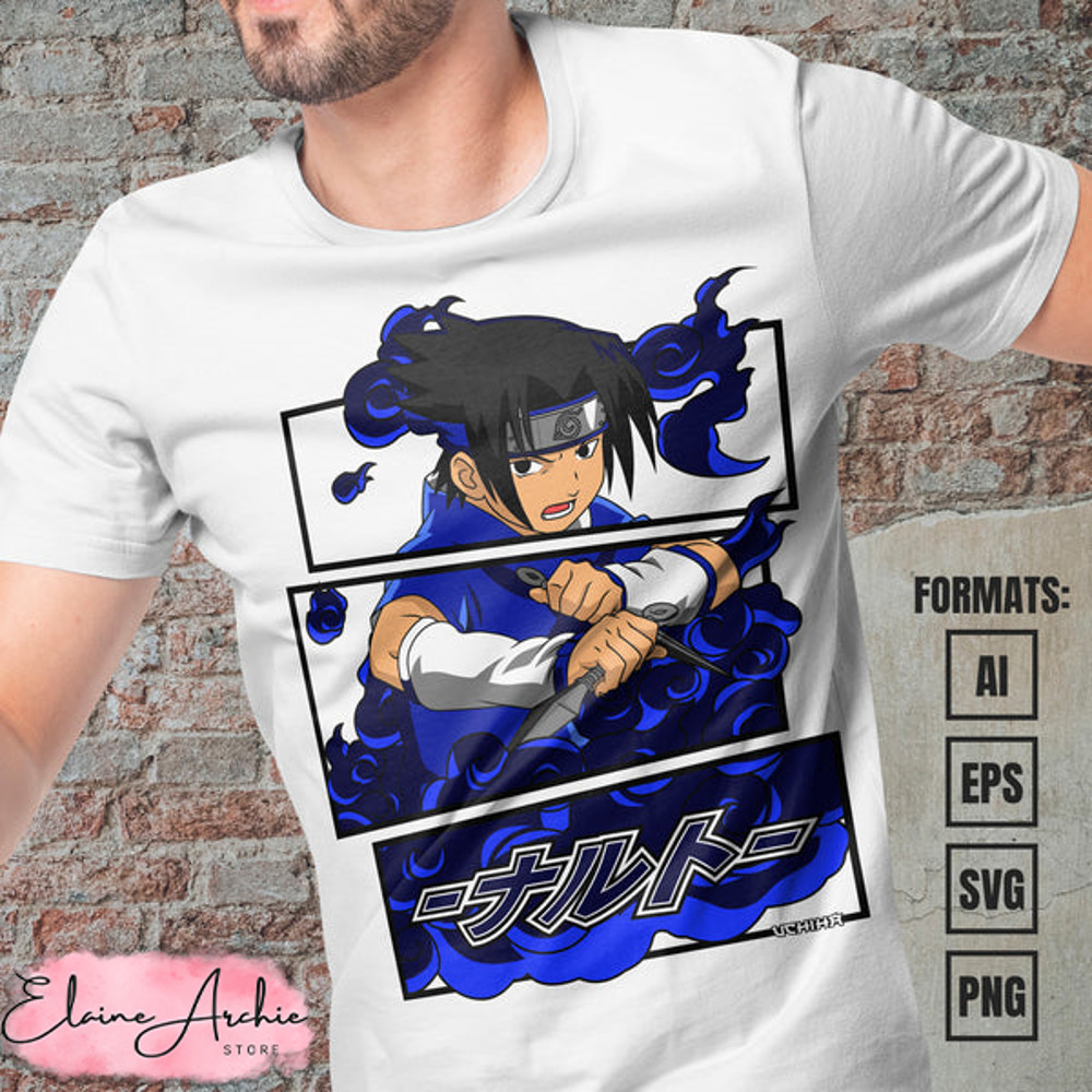 Premium Sasuke Uchiha Naruto Anime Vector T-shirt Design Template #3.jpg