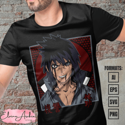 premium sasuke uchiha naruto anime vector t-shirt design template 4