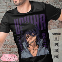premium sasuke uchiha naruto anime vector t-shirt design template 5