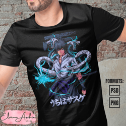 premium sasuke uchiha naruto anime vector t-shirt design template