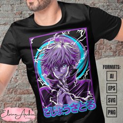 premium satoru gojo jujutsu kaisen anime vector t-shirt design template 2
