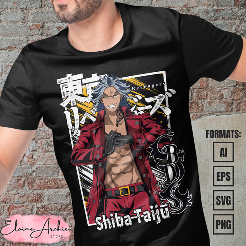 Premium Shiba Taiju Tokyo Revengers Anime Vector T-shirt Design Template.jpg