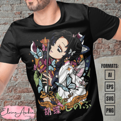 premium shinobu demon slayer anime vector t-shirt design template