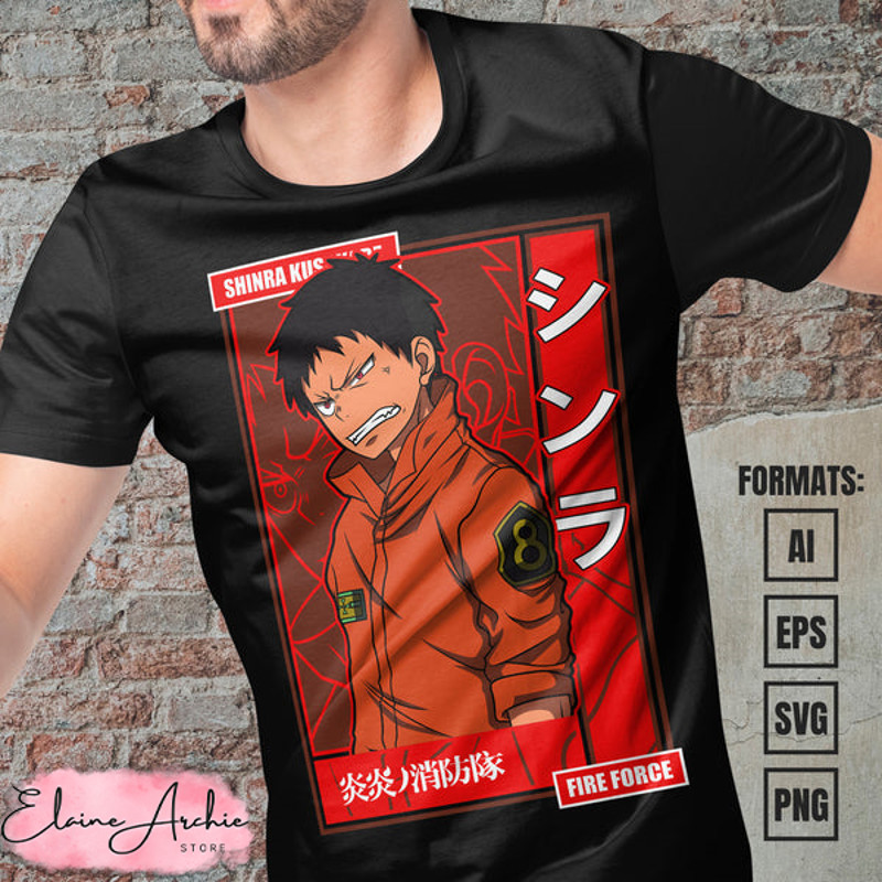 Premium Shinra Kusakabe Fire Force Anime Vector T-shirt Design Template.jpg
