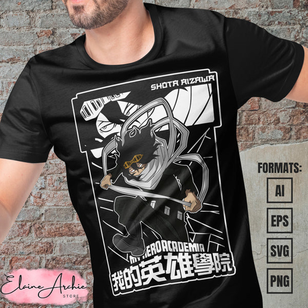 Premium Shota Aizawa My Hero Academia Vector T-shirt Design Template.jpg