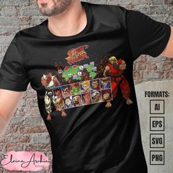 premium street fighter vector t-shirt design template