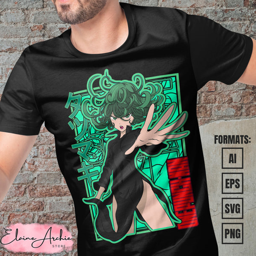 Premium Tatsumaki One Punch Man Anime Vector T-shirt Design Template.jpg