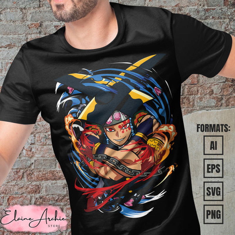 Premium Tengen Uzui Demon Slayer Anime Vector T-shirt Design Template #2.jpg