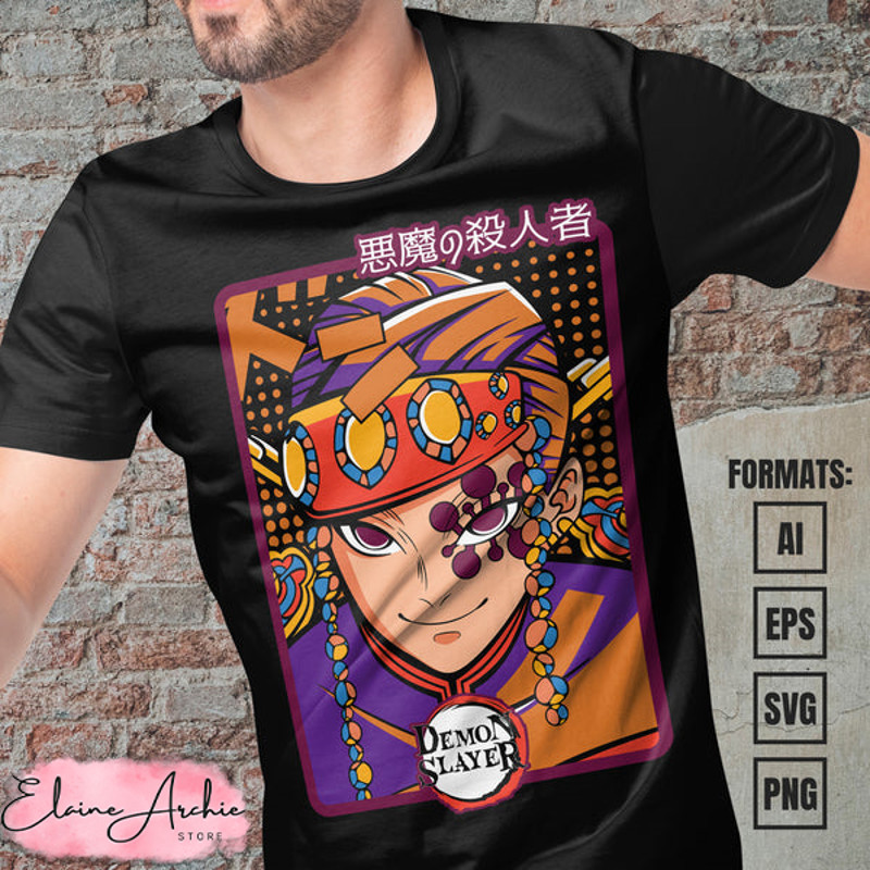 Premium Tengen Uzui Demon Slayer Anime Vector T-shirt Design Template #4.jpg
