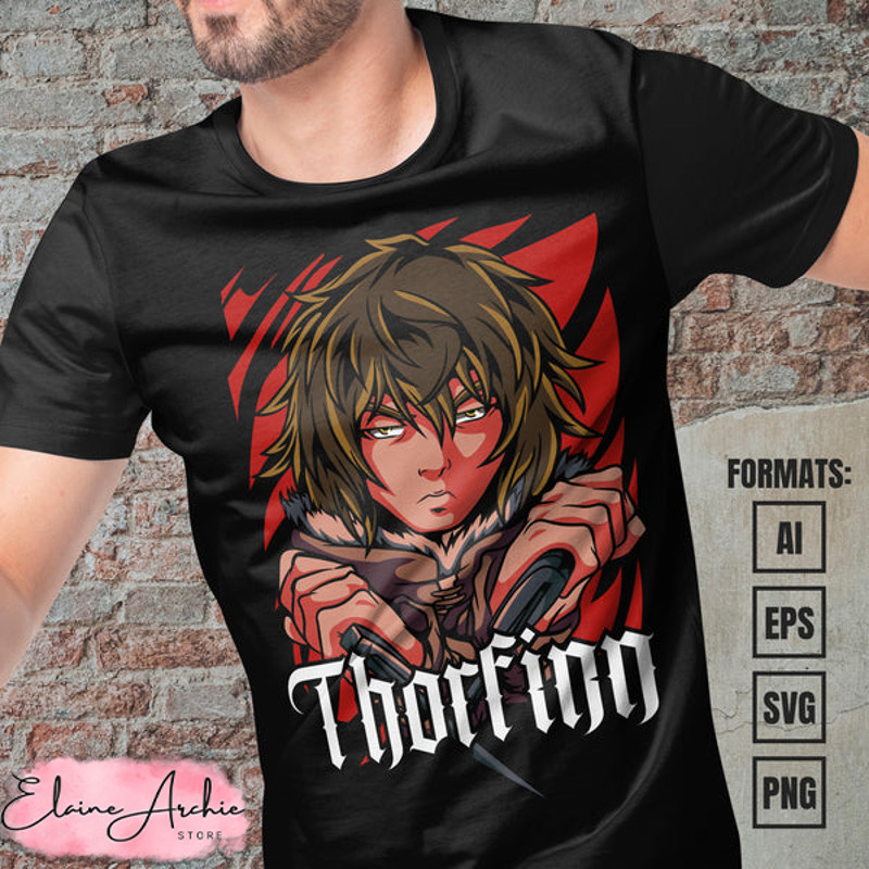 Premium Thorfinn Anime Vector T-shirt Design Template.jpg