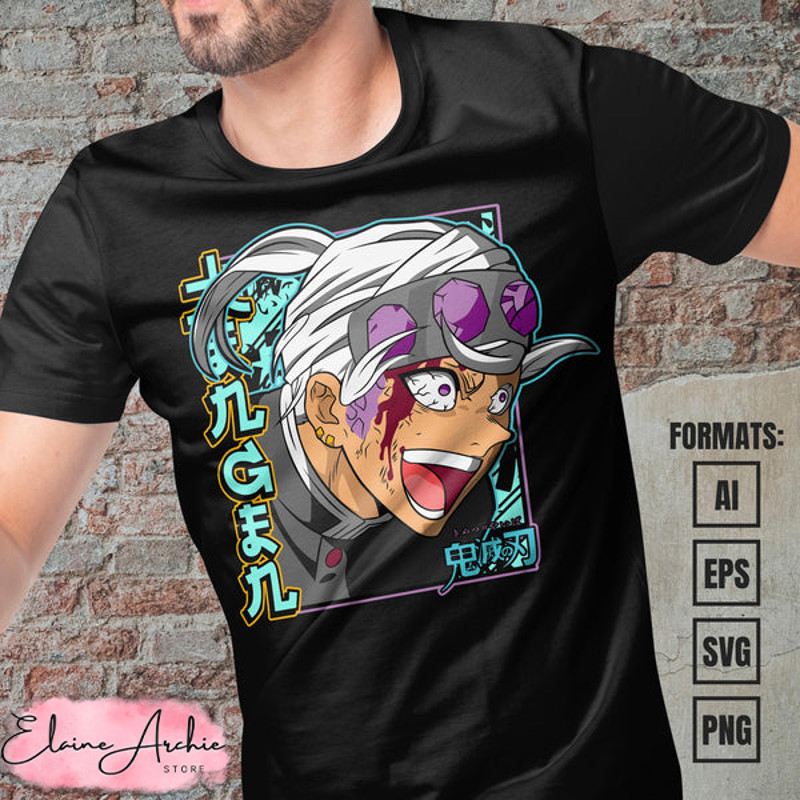 Premium Tengen Uzui Demon Slayer Anime Vector T-shirt Design Template.jpg