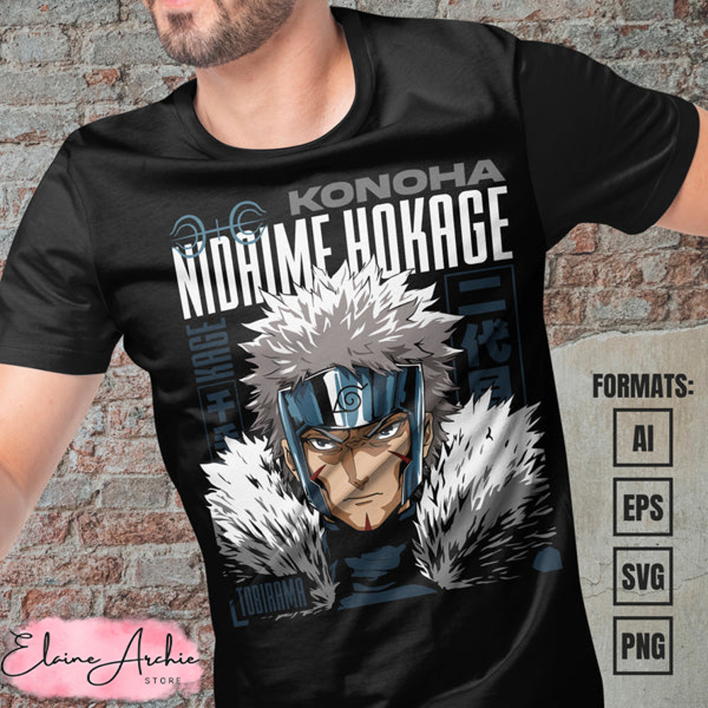 Premium Tobirama Senju Naruto Anime Vector T-shirt Design Template #2.jpg