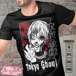 premium tokyo ghoul anime vector t-shirt design template 3