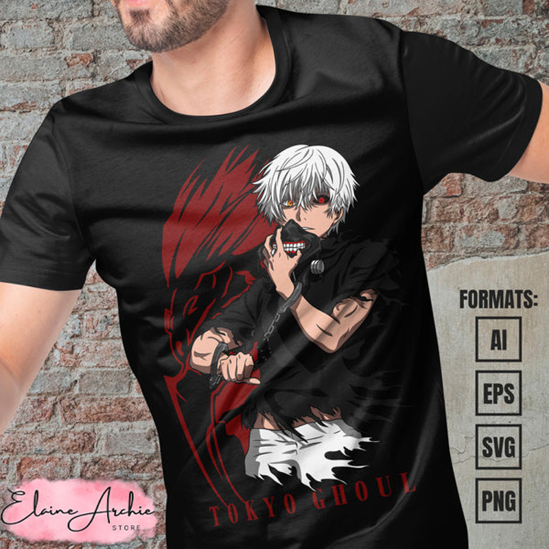 Premium Tokyo Ghoul Anime Vector T-shirt Design Template.jpg