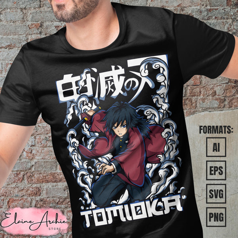 Premium Tomioka Demon Slayer Anime Vector T-shirt Design Template #2.jpg