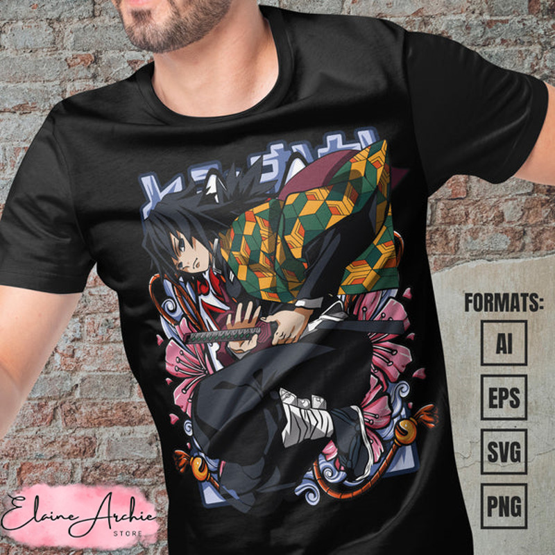 Premium Tomioka Demon Slayer Anime Vector T-shirt Design Template.jpg