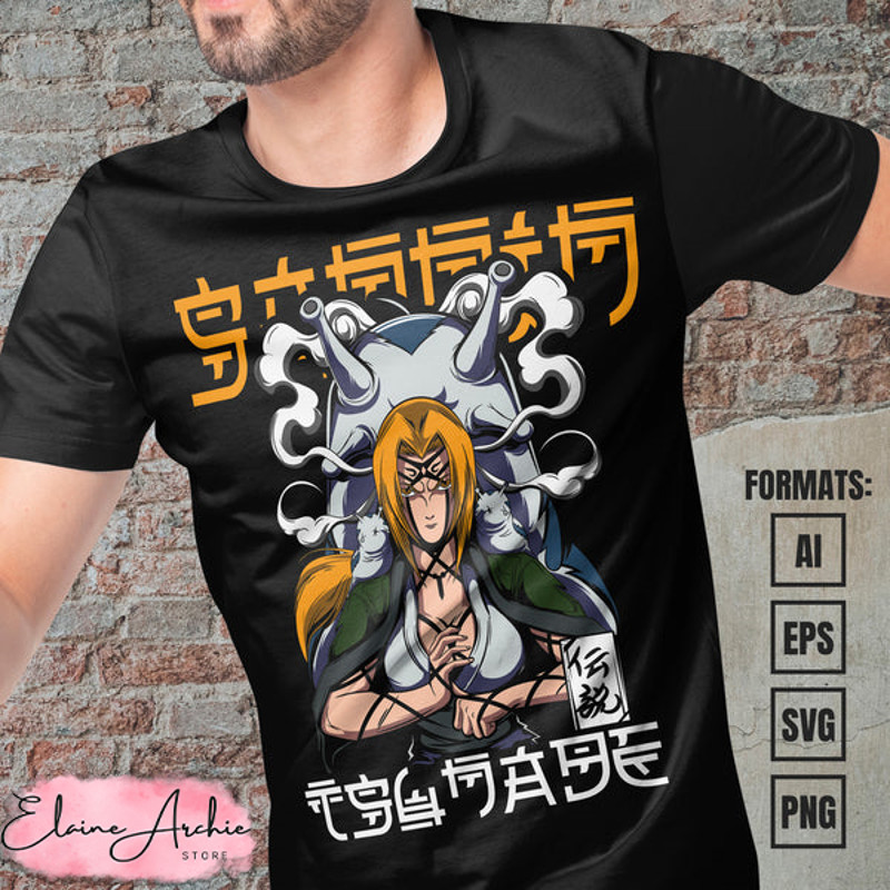 Premium Tsunade Naruto Anime Vector T-shirt Design Template #2.jpg