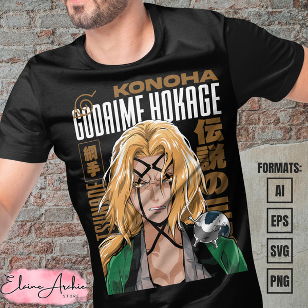 Premium Tsunade Naruto Anime Vector T-shirt Design Template #3.jpg