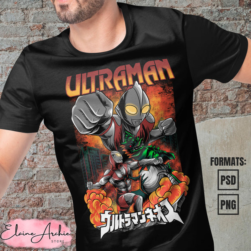 Premium Ultraman Anime Vector T-shirt Design Template #2.jpg