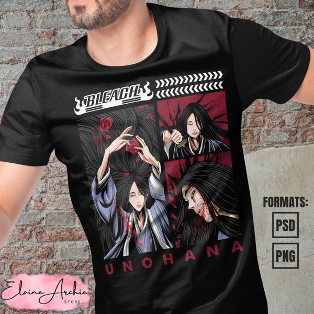Premium Unohana Bleach Anime Vector T-shirt Design Template.jpg