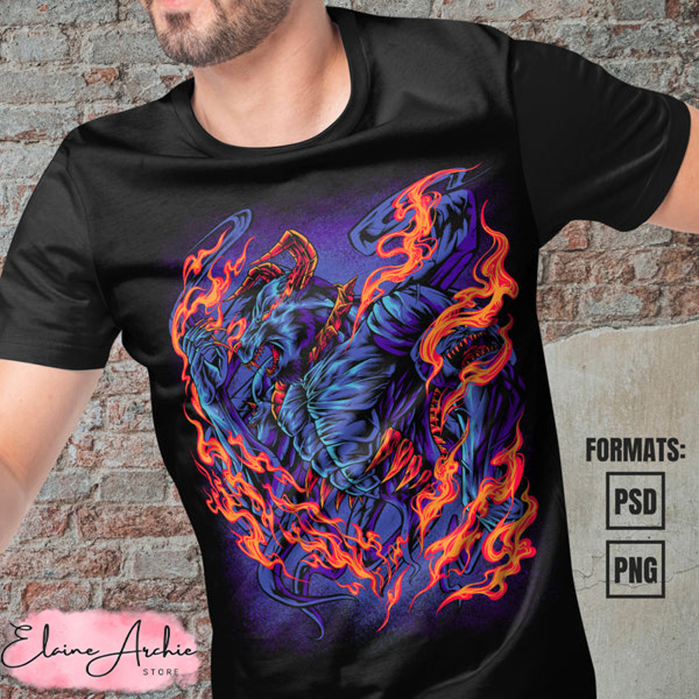 Premium Ushi Oni Yu Gi Oh Anime Vector T-shirt Design Template.jpg
