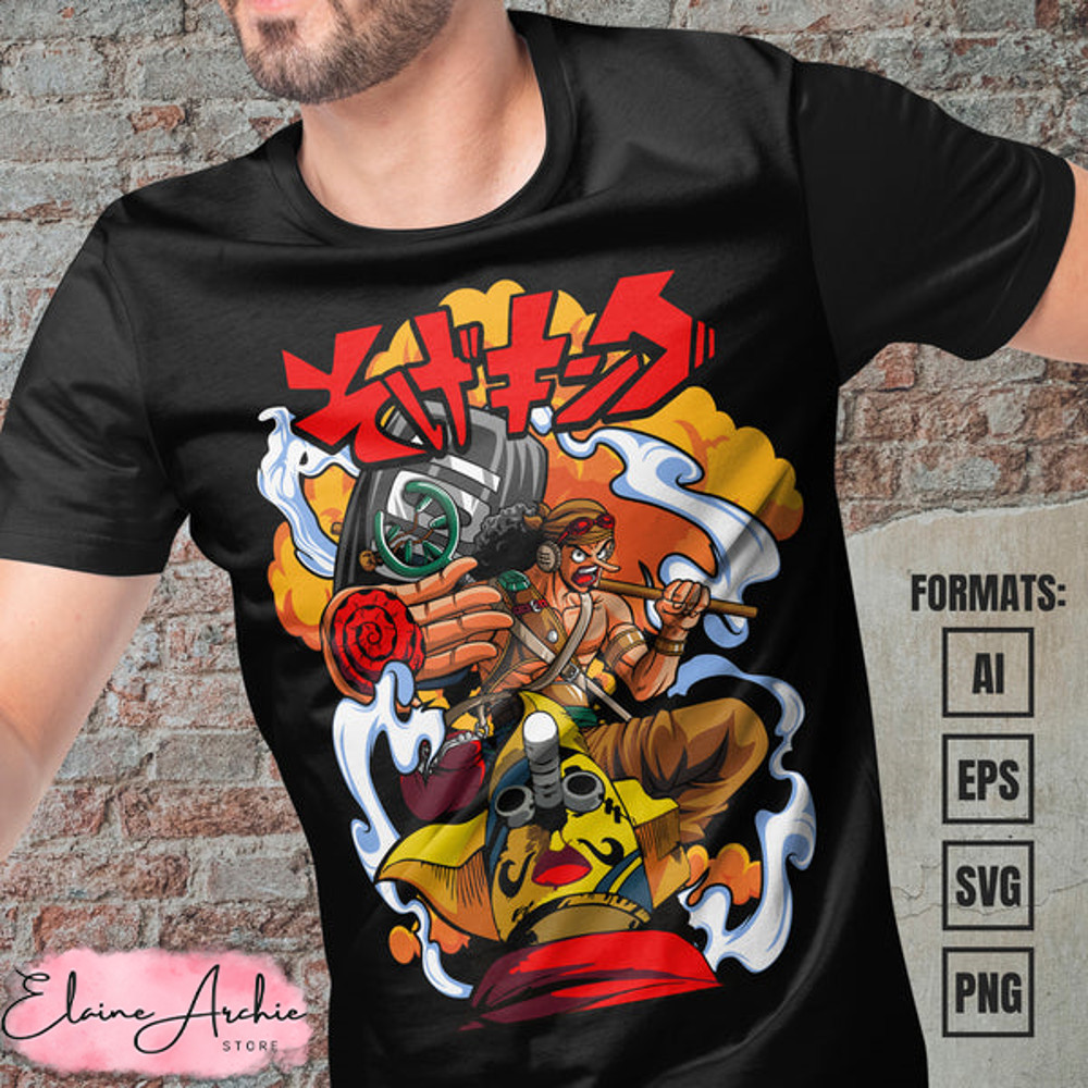 Premium Usopp One Piece Anime Vector T-shirt Design Template #2.jpg