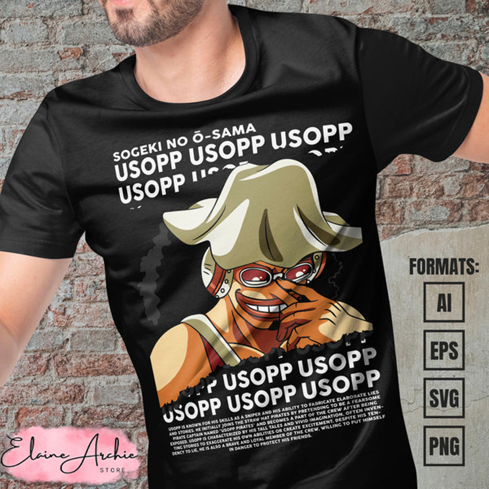 Premium Usopp One Piece Anime Vector T-shirt Design Template #3.jpg