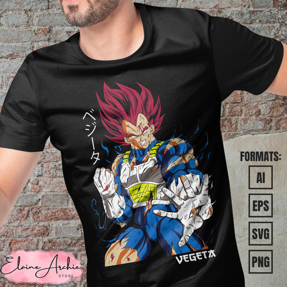 Premium Vegeta Dragon Ball Anime Vector T-shirt Design Template.jpg