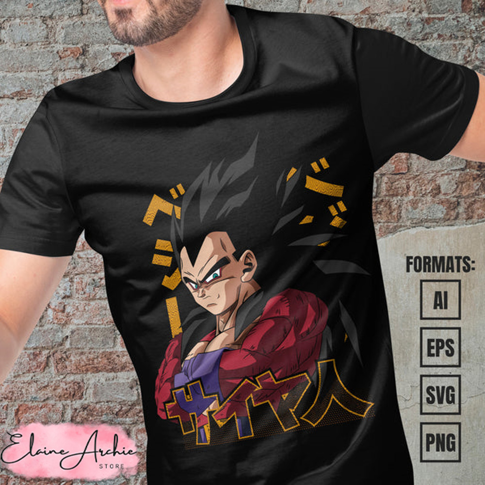 Premium Vegeta Super Saiyan 4 Dragon Ball Anime Vector T-shirt Design Template.jpg