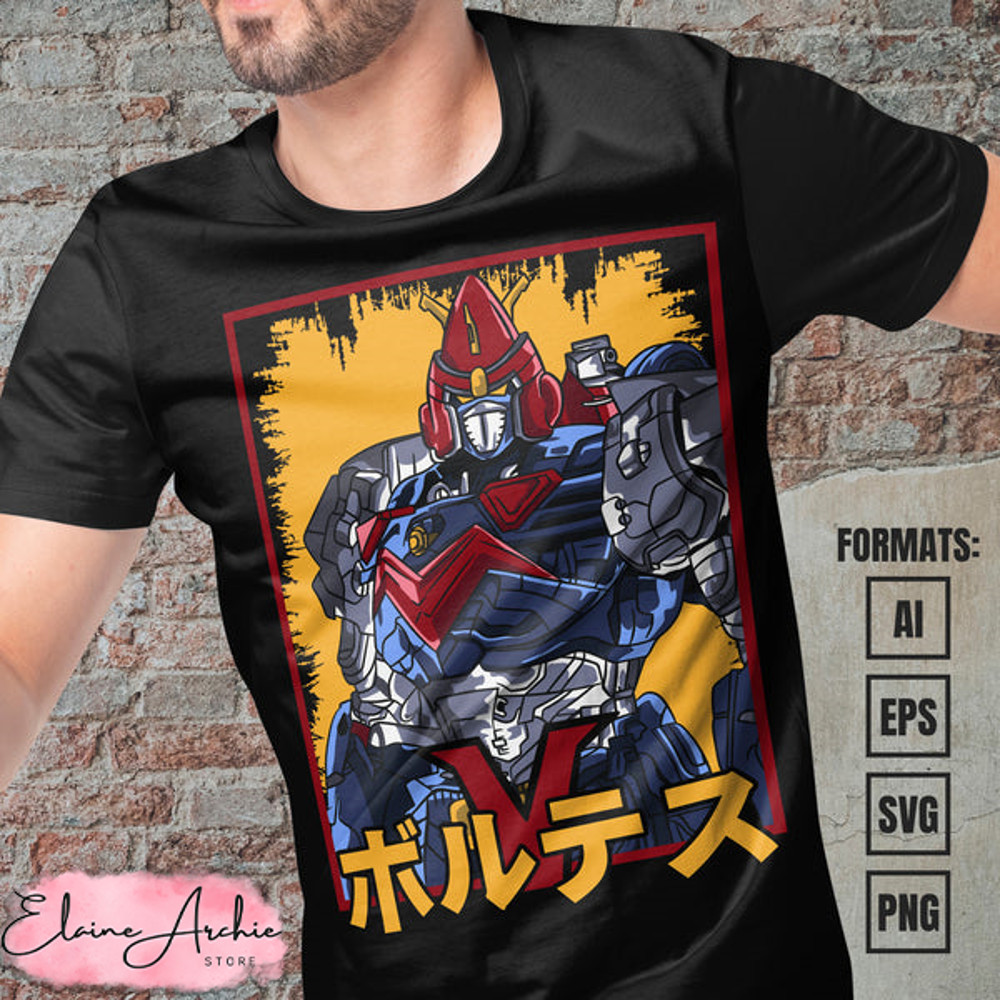 Premium Voltes V Anime Vector T-shirt Design Template.jpg