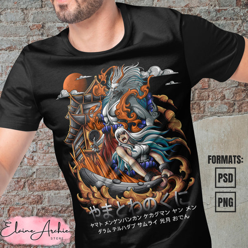 Premium Yamato One Piece Anime Vector T-shirt Design Template #5.jpg
